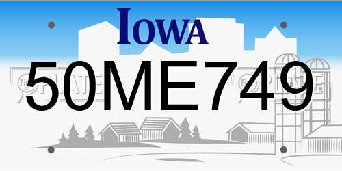 50ME749 Iowa License Plate