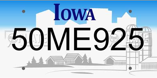 50ME925 Iowa License Plate
