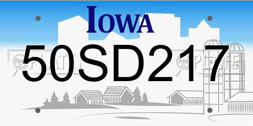 50SD217 Iowa License Plate