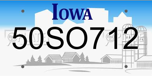 50SO712 Iowa License Plate