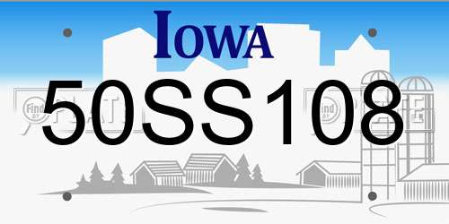 50SS108 Iowa License Plate