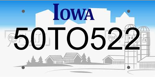 50TO522 Iowa License Plate