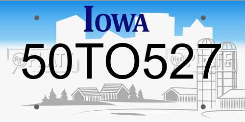 50TO527 Iowa License Plate