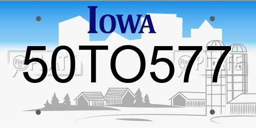 50TO577 Iowa License Plate