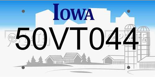 50VT044 Iowa License Plate