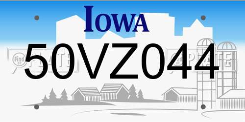 50VZ044 Iowa License Plate