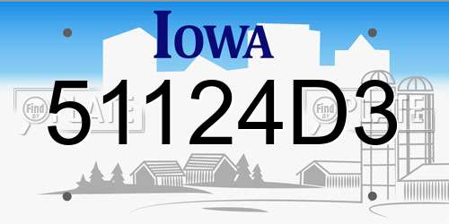 51124D3 Iowa License Plate