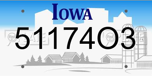 51174O3 Iowa License Plate