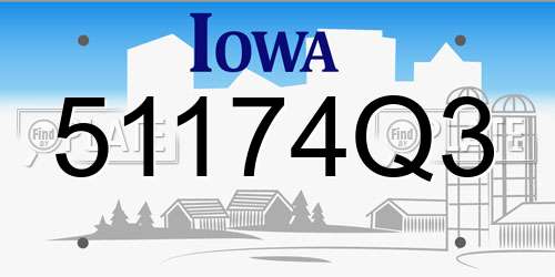 51174Q3 Iowa License Plate