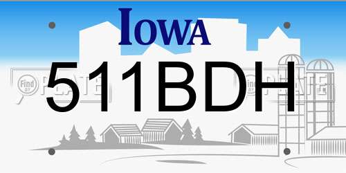 511BDH Iowa License Plate