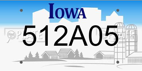 512A05 Iowa License Plate