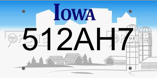 512AH7 Iowa License Plate