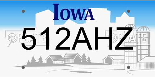 512AHZ Iowa License Plate
