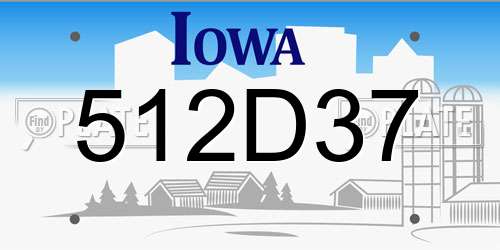 512D37 Iowa License Plate