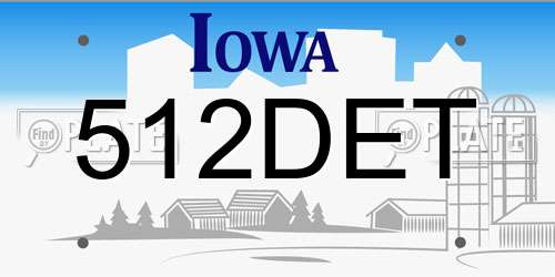 512DET Iowa License Plate