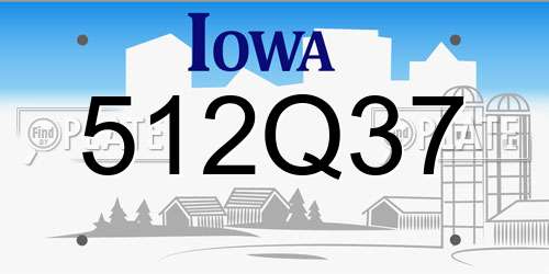 512Q37 Iowa License Plate
