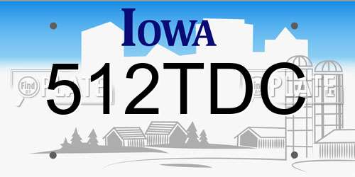512TDC Iowa License Plate
