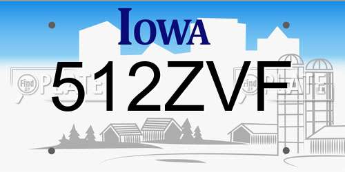 512ZVF Iowa License Plate