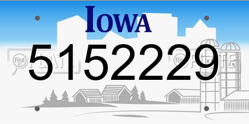 5152229 Iowa License Plate