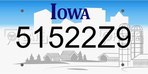 51522Z9 Iowa License Plate