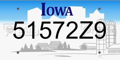 51572Z9 Iowa License Plate