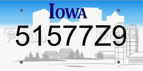 51577Z9 Iowa License Plate