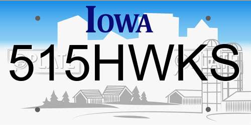 515HWKS Iowa License Plate