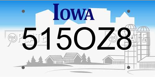 515OZ8 Iowa License Plate