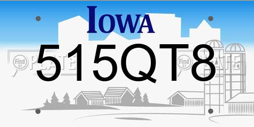 515QT8 Iowa License Plate