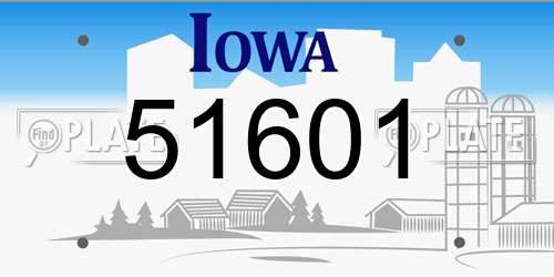 51601 Iowa License Plate