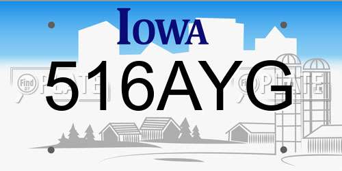 516AYG Iowa License Plate