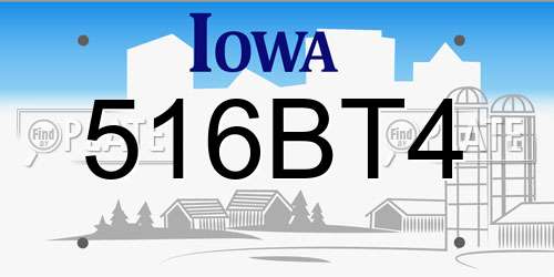516BT4 Iowa License Plate