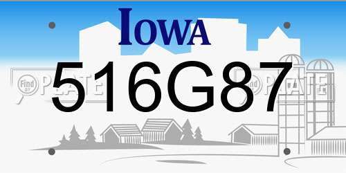 516G87 Iowa License Plate