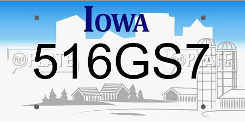 516GS7 Iowa License Plate