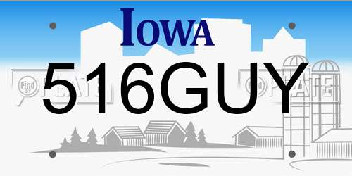 516GUY Iowa License Plate