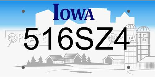 516SZ4 Iowa License Plate