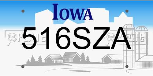 516SZA Iowa License Plate