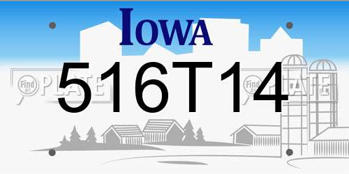 516T14 Iowa License Plate