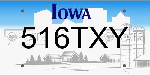 516TXY Iowa License Plate