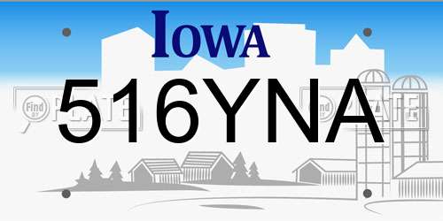 516YNA Iowa License Plate
