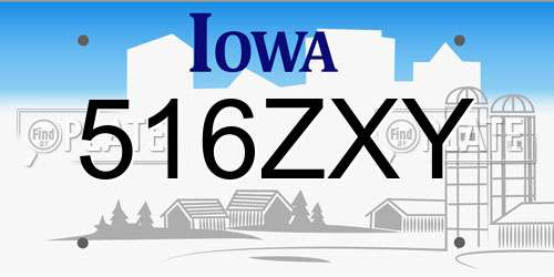 516ZXY Iowa License Plate