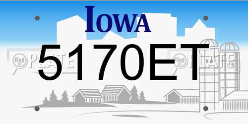 5170ET Iowa License Plate