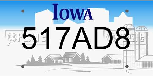 517AD8 Iowa License Plate