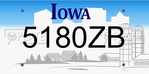 5180ZB Iowa License Plate