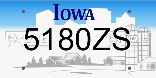 5180ZS Iowa License Plate