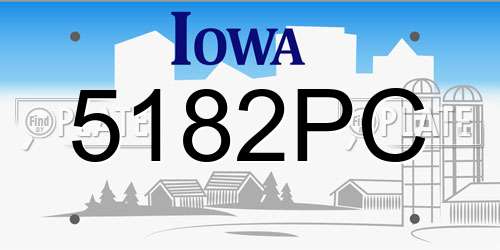 5182PC Iowa License Plate