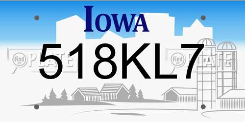 518KL7 Iowa License Plate