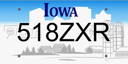 518ZXR Iowa License Plate