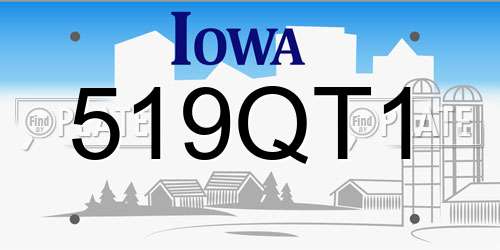 519QT1 Iowa License Plate