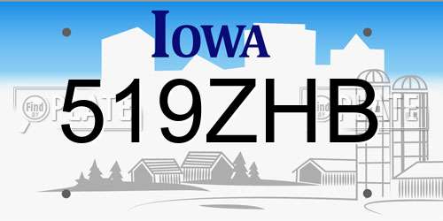 519ZHB Iowa License Plate